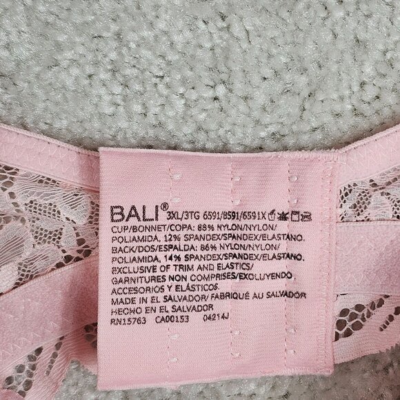 Bali Bra Size 3X Pink Lace Overlay Convertible Back NEW - Picture 5 of 5